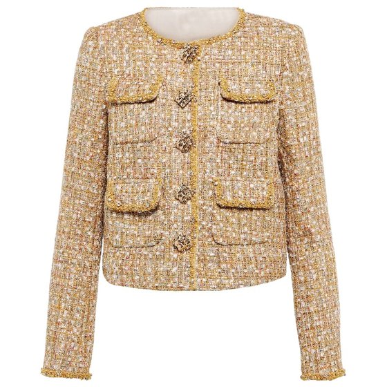 The rich family Qianjin Golden Chancan French French Xiaoxiangfeng long -sleeved jacket vest dress female rough flower set