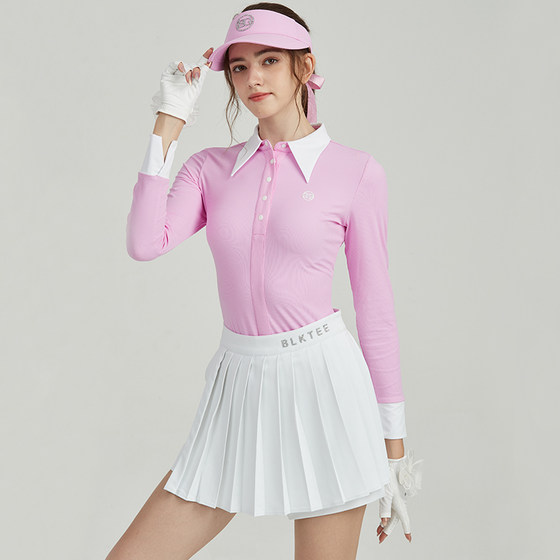 새로운 골프 여성 긴팔 티셔츠 가을 속건성 통기성 여성 스포츠 탑, 노출 방지 스커트와 치마바지