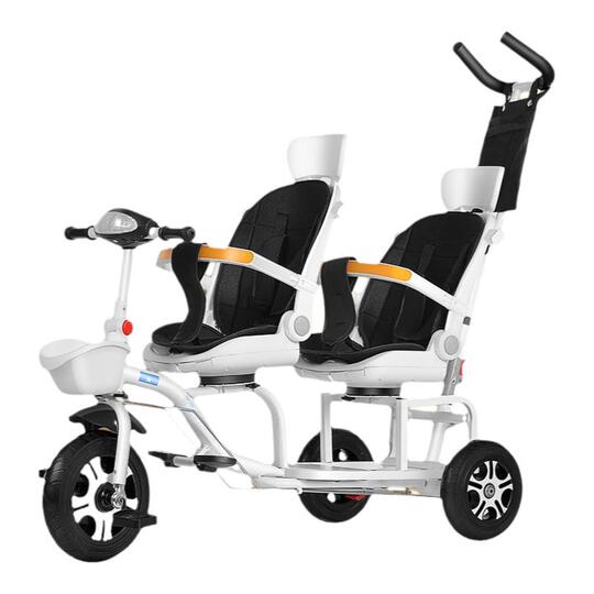 Triciclo Evolutivo Para Bebé Con Luz, Música, Asiento Reclinable Y Respaldo – Guardaespaldas Extraíble Y Portavasos (Blanco)