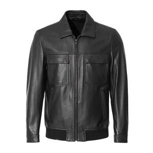 
ANDREW MACKENZIE Men's Spring and Autumn Casual Comfortable Lapel Sheep Leather Jacket Top