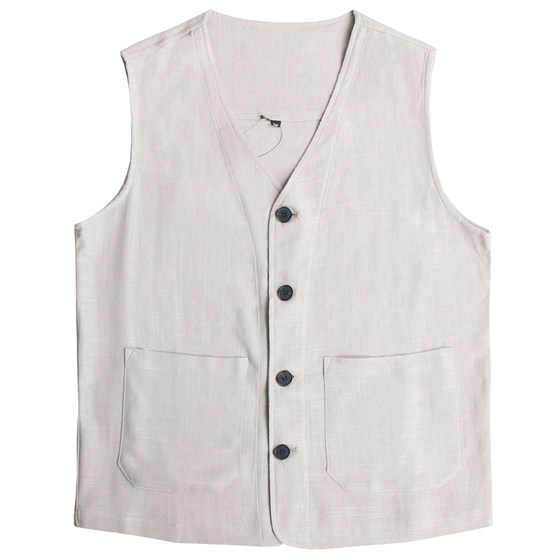 Sleeveless Tank Top Summer Thin Men's Chinese Linen Loose Vest Plus Fat Vintage Cotton and Linen Sweatshirt