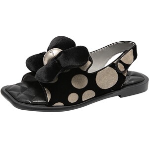 
MIO French sandals women's summer casual slippers Velcro polka dot retro fashion all-match sandals