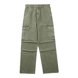 
UNCLEBLUE Japanese loose wide-leg multi-pocket jeans men's trendy straight pleated overalls