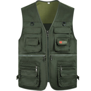Spring Middle -aged men's V -neck vest multi -pockets Kan shoulder vest vest vest dad outdoor photography fishing horse clip