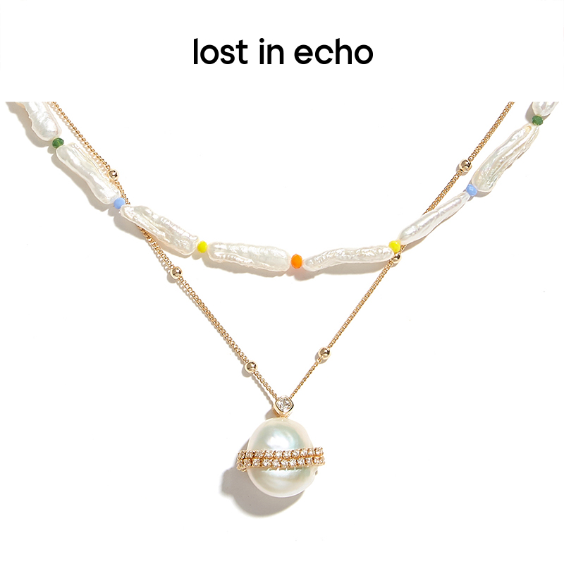 lost in echo 异型珠链双层高级彩色巴洛克珍珠项链