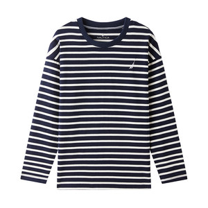 
[Highlight] NAUTICA Children's Clothing Boys and Girls Long Sleeve Striped T-shirt Spring and Autumn Thin Sweatshirt American Retro