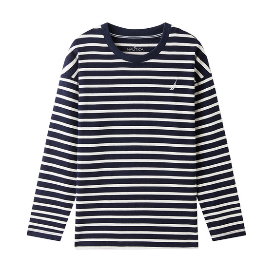 
[Highlight] NAUTICA Children's Clothing Boys and Girls Long Sleeve Striped T-shirt Spring and Autumn Thin Sweatshirt American Retro