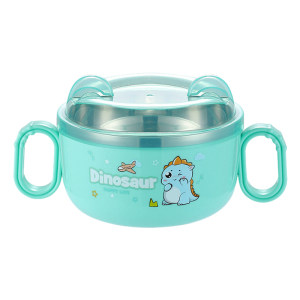 
Baby's rice bowl anti-fall cute food grade stainless steel children's bowl anti-scalding children's special bowl spoon tableware set