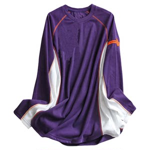 
Same style for men and women! Contrast color stitching double-sided brushed round neck loose plus velvet pullover long-sleeved fleece T-shirt Q567
