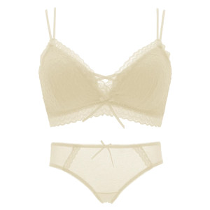 White triangle cup underwear female summer small breasts gathered thin student high school girl no steel circle bras set
