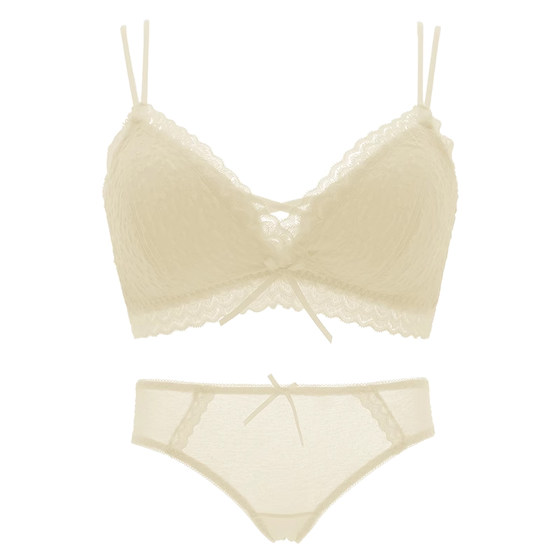 White triangle cup underwear female summer small breasts gathered thin student high school girl no steel circle bras set
