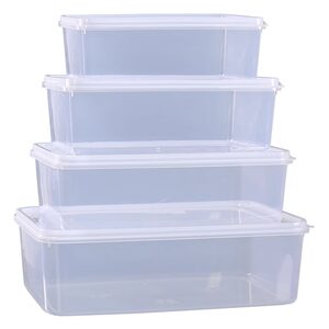 Refrigerator -dedicated fresh -keeping box Food -grade transparent belt plastic box sealing storage box rectangular commercial microwave