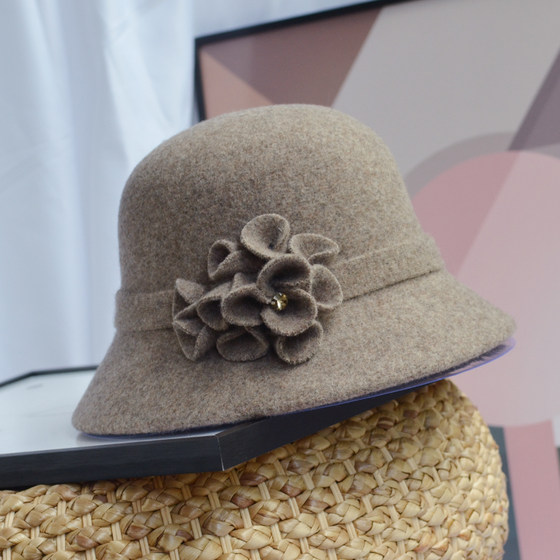 2024 양모 모자 여성 가을, 겨울 유행 따뜻한 어부 모자 겨울 중산 모자 다목적 얼굴 형성 작은 분지 모자