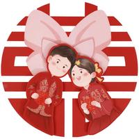 Wedding Happy Word Stickers: Red Gate Layout Window Grilles Decoration