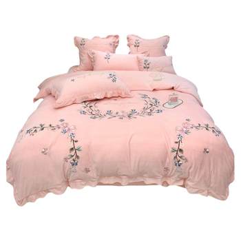 European -style embroidered milk velvet four -piece winter
