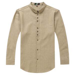 
Nan Chinese style men's long-sleeved spring style artistic linen shirt middle-aged linen shirt Chinese style ramie top Xia Lan