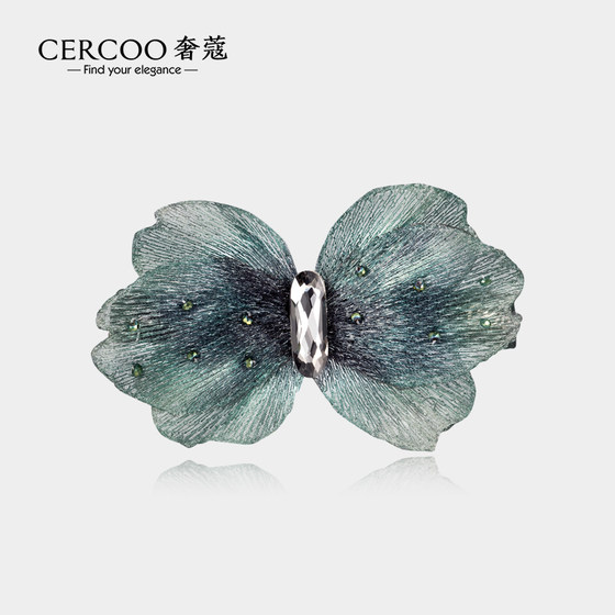 Cercoo/奢蔻梅里安梦蝶系列金属纤蝴蝶结发夹头饰顶夹平行夹发卡