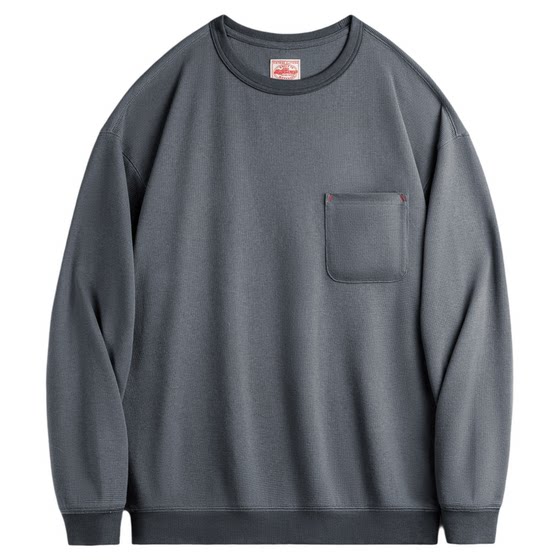 
Maden workwear American casual waffle pocket T-shirt round neck pullover sweatshirt loose long-sleeved top men's spring