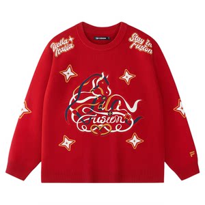 
Take off soon Dimitri co-branded Zhang Hao FILA FUSION Fila couple knitted sweater New Year sweater