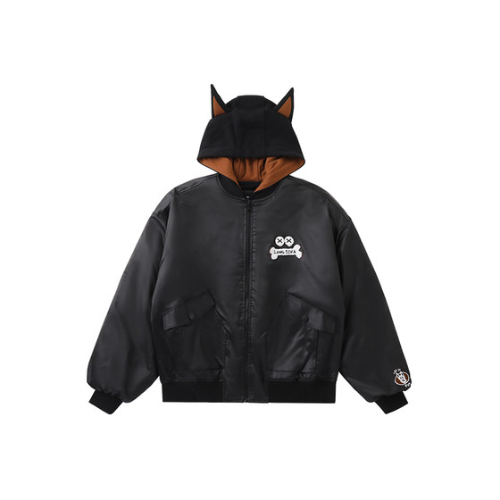 
LAMLICKA fake two-piece couple's hooded cotton coat for men in winter thickened loose cardigan flight jacket