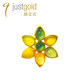 justgold镇金店五彩中国莲黄金足金吊坠1517361Y