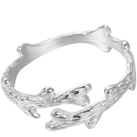 
Personalized versatile and simple design S925 sterling silver jewelry temperament and beautiful vernacular silver twig opening ring female finger ring