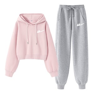 
ZH Huili pink casual sports suit for women 2025 new spring and autumn versatile sports sweatshirts and sweatpants set