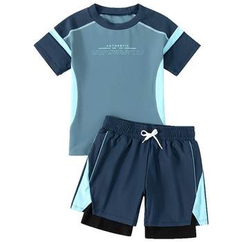 Boys and young people split dry swimsuit swimming trunks set
