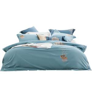 
Mercury Home Textile Four-Piece Set 60-Piece Cotton Full Cotton Antibacterial Light Luxury Kit Pure Cotton Triple Satin Quilt Cover Bedding Embroidery