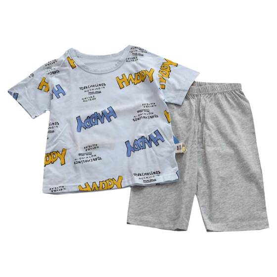 
Maoen Mao Love Boy Glacier Cotton Short Sleeve Set Boy Pure Cotton Thin Shorts Household Suit Air Conditioning Pajama