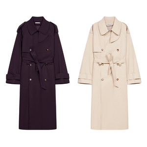 
DOSORDONTS classic silhouette cotton-feel double-breasted detachable woolen lining heavy belt-length windbreaker