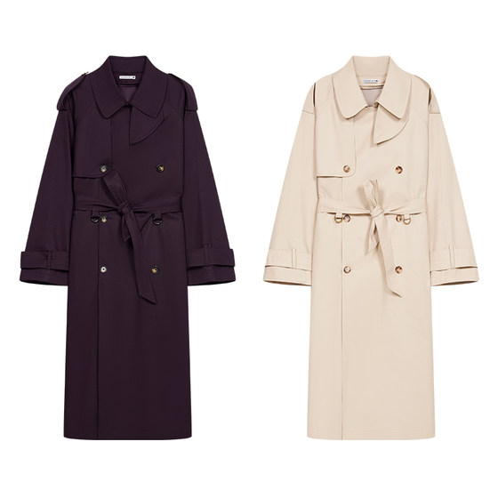 
DOSORDONTS classic silhouette cotton-feel double-breasted detachable woolen lining heavy belt-length windbreaker