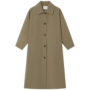 
Halo Luu khaki windbreaker jacket for women in autumn Korean loose high-end lapel silhouette mid-length coat