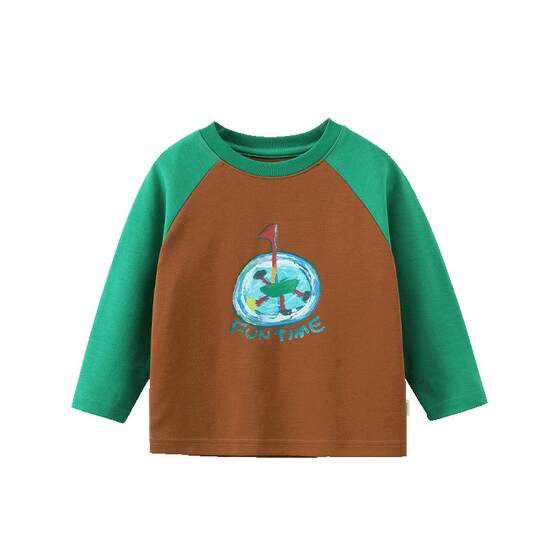 
[7A Antibacterial Pure Cotton] Qiqi Bear Boy Long Sleeve T-shirt Spring and Autumn Baby Top Printed Varboy Sleeve Children's Women