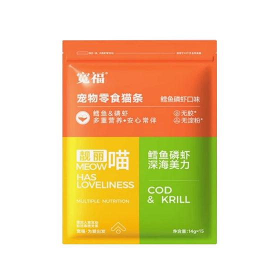 
[Persimmon Fungus] Kuanfu Snacks Cat Strips Raw Bone and Meat Nutritional Wet Food Fish Oil Hair Beauty 0 Glue 0 Add 15 Count