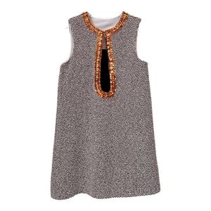 
New autumn and winter sweater dress vest design tweed diamond inlaid loose dress skirt A sense sleeveless new style