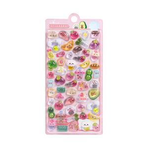 
High-looking cute animal girl 3D relief stickers cartoon fruit and vegetable crystal stickers children's decorative stickers