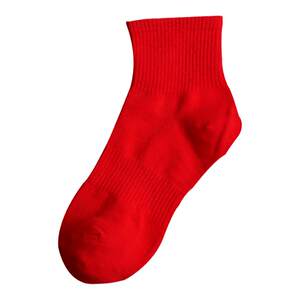Year of the zodiac red socks men and women middle tube pure cotton solid color boat socks red short socks couple wedding festive new year stockings
