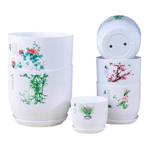 Imitation ceramic resin extra-large thickened bowl lotus water lily flower green plant Clivia large diameter plastic flower pot indoor
