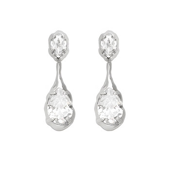 EVESENSE Light luxury silver flashing water drop earrings