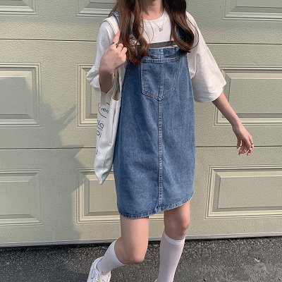 taobao agent Retro summer denim summer dress, plus size, fitted