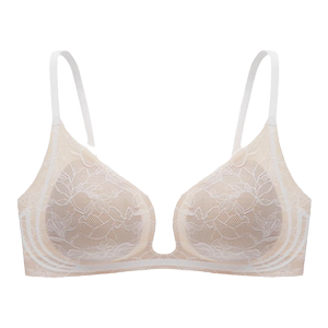 
[Sea of Flowers] Ives underwear for women with small breasts, slightly gathered, soft support, dolphin cup, wire-free bra, lace text