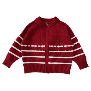 
Boys Sweater Cardigan Fashionable Red New Year's Eve Clothes 2025 New Fashionable Knitted Zipper Cardigan for Small and Medium-sized Children