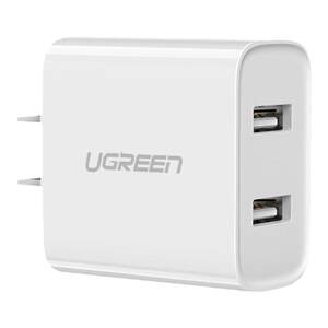 
Green Connect dual-port charger USB charging plug Android universal tablet mobile phone charging head suitable for Apple, Samsung, vivo, Xiaomi oppo mobile phone