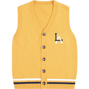 
Children's boys, middle and large children's cotton cardigans spring and autumn new velvet thickened sweater vest vest waistcoat vest