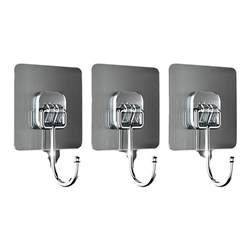 Strong hook adhesive wall load-bearing transparent sticker without punching behind the kitchen bathroom door traceless sticker sticky hook stainless steel