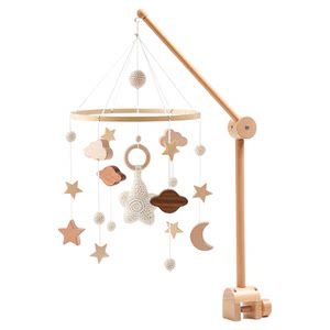 
Montessori early education toys diy crib bell wooden bracket rod can be rotated and moved to adjust eight music box accessories