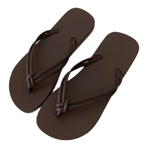 Fine strips Hanfeng ins, fashion casual character Drag female summer wearing non -slip bath, sandy slippers, sandals beach shoes