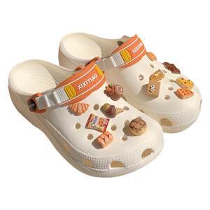 
Thin strips EVA hole shoes summer couple cute cartoon DIY creative fashion bag head sandals beach shoes