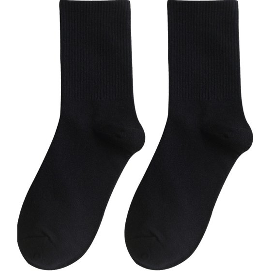 
White socks women's winter mid-calf socks pure cotton deodorant anti-athlete's foot boneless Japanese white sports men's stockings